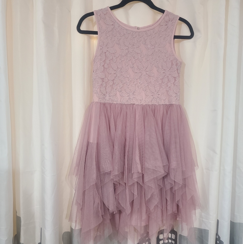 marmellata Girls Mauve Lace & Tulle Party Dress